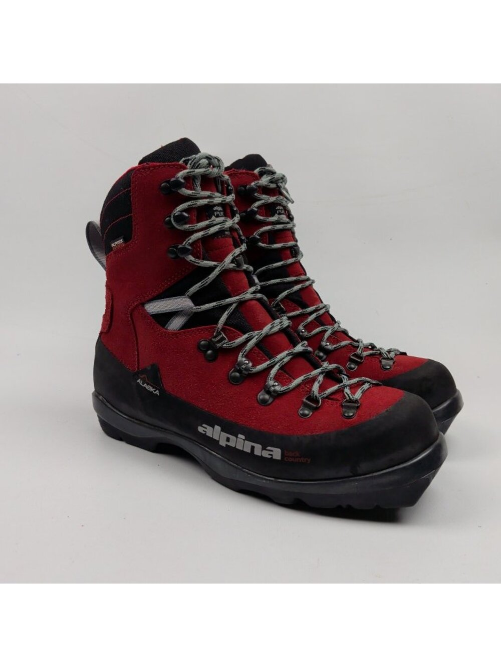 Alpina Alaska Backcountry Men's Sz 43 Cross Country Ski Boots Fire Red Leather